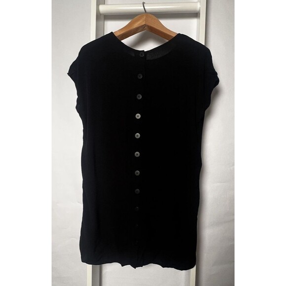 Madewell Dress Womens S Black Short Sleeve Full Button Down Back Woven Tunic Top - Picture 8 of 16